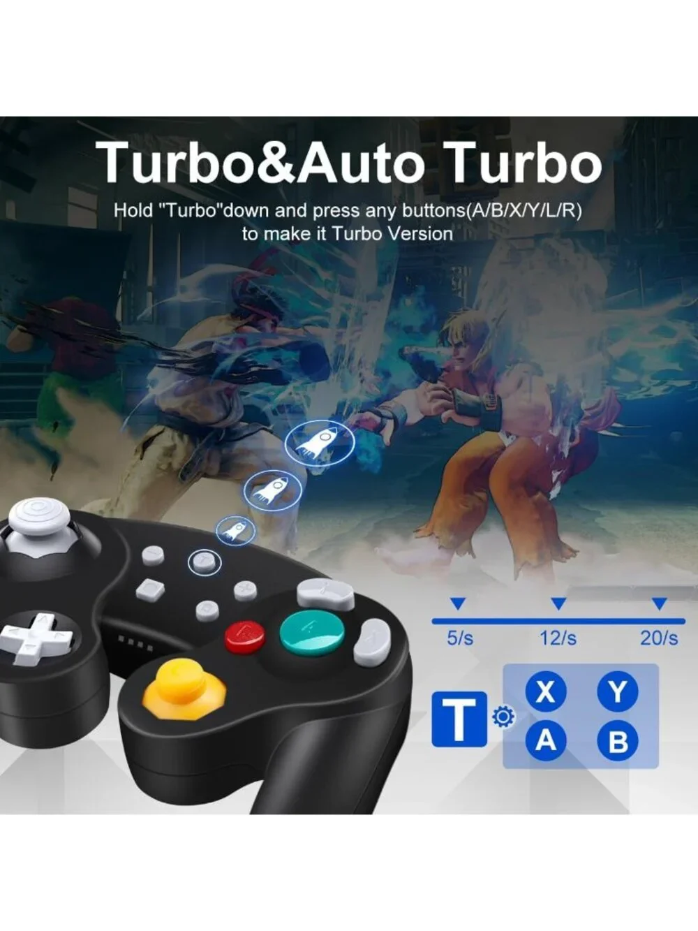 Wireless Game Controller for Nintendo Switch & PC, 6-Axis Gyro, Turbo Function